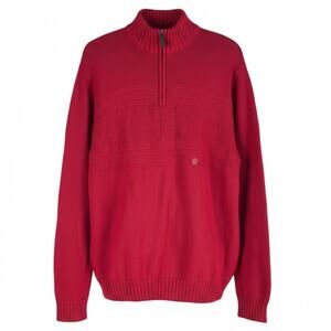 Chaps 1/4 Zip Lodge Snowflakes Pullover Sweater Cabin Red Size L